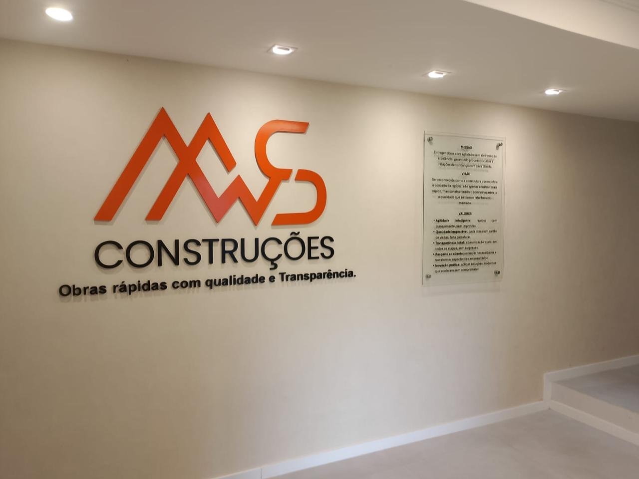 Placa Interna de Recepção - MS Construções